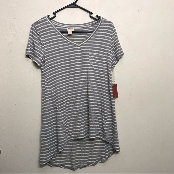 Mossimo Heather Gray V-Neck Pocket High Low Tunic - Picture 1 of 3